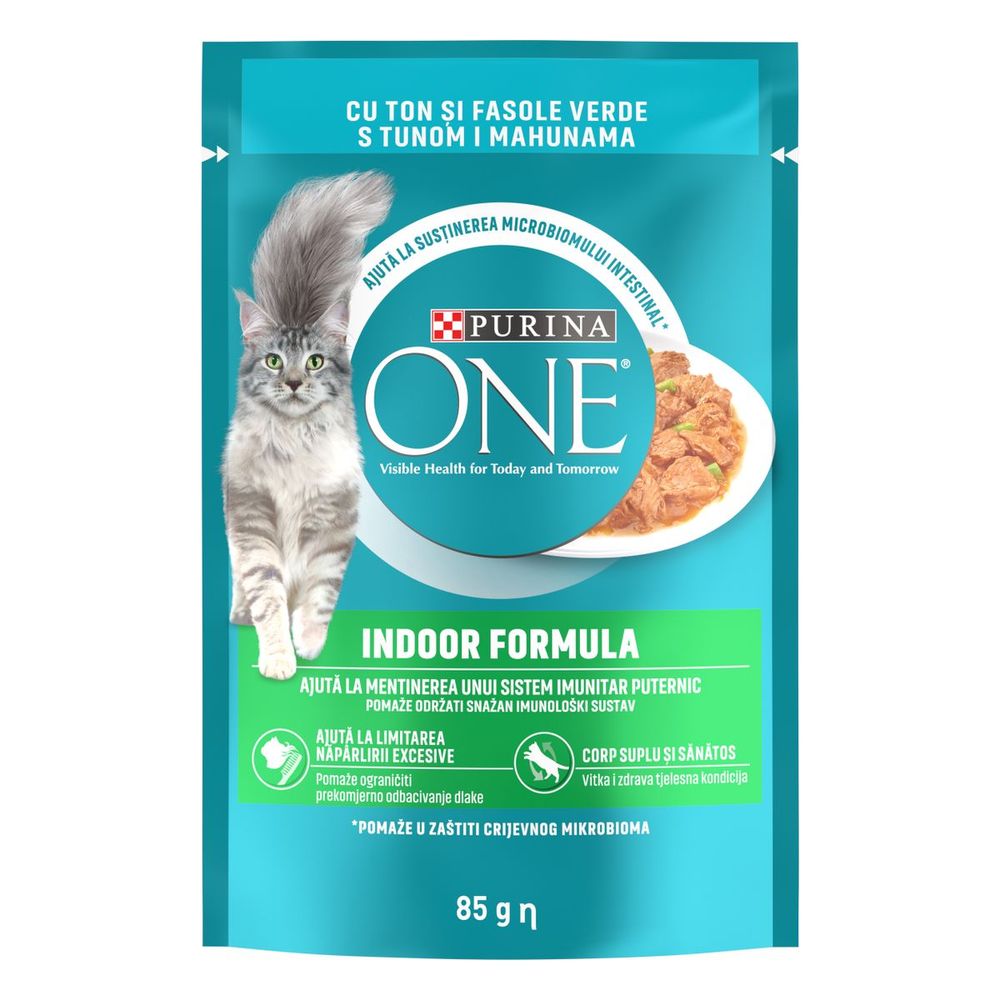 Purina ONE Indoor vrećice za mačke, mini fileti s tunom i mahunama u umaku 85 g   slika 1