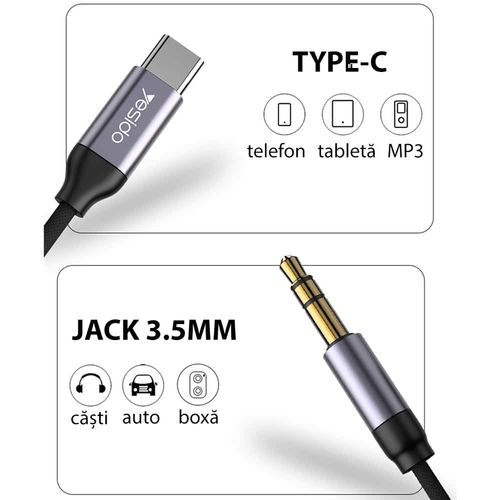 Yesido - Adapter audio kabela (YAU20) - Type-C na priključak 3,5 mm - crni slika 5