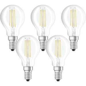 OSRAM 4058075090668 LED Energetska učinkovitost 2021 E (A - G) E14 oblik kapi 4 W = 40 W toplo bijela (Ø x D) 45 mm x 78 mm filament 5 St.