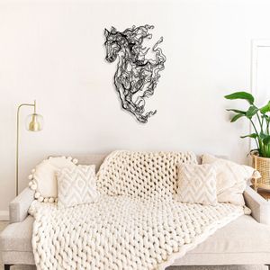 Metal Horse Line Art - APT724 Black Decorative Metal Wall Accessory