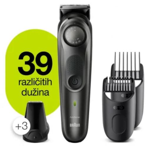 Braun BT7340 Trimer za bradu sa točkićem za preciznost, 5 nastavaka i brijačem Gillette ProGlide, u metalnosivoj boji slika 1