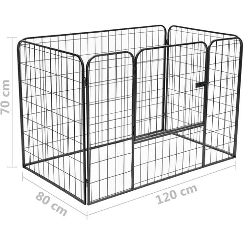 Izdržljiva ograda za pse crna 120 x 80 x 70 cm čelična slika 11