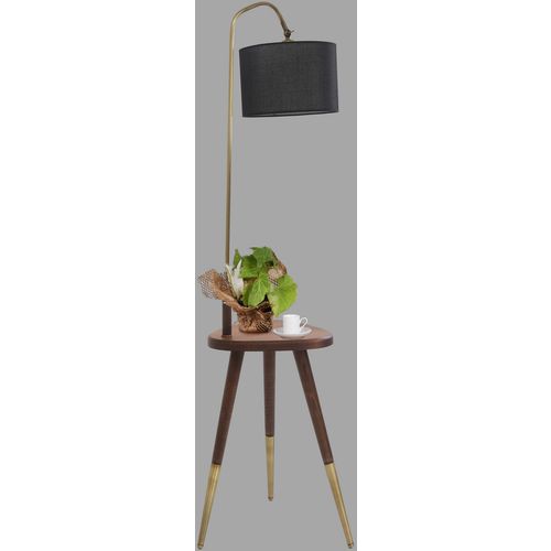 Demet Eskitme Lambader Silindir Hasır Siyah Abajurlu Copper Floor Lamp slika 5