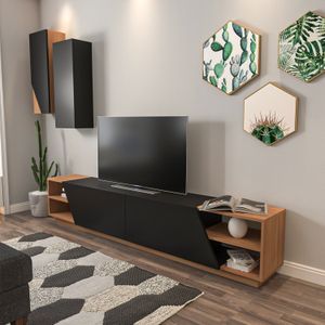 Teak TV Komoda Zebra - Crna, Teak Black