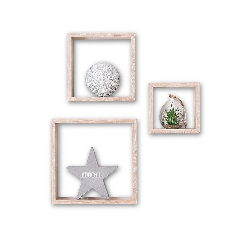 Five fixy set polica zidna 3kom kocka mdf natur s slika 4