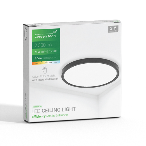 LED plafonjera Green Tech 20W, 5 CCT 3000K-3500K-4000K-5000K-6500K, fi30 cm slika 2