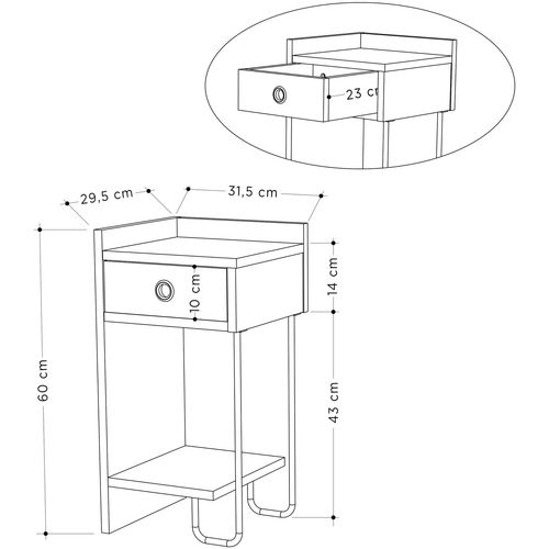 Sirius Left - Oak v2 Oak Nightstand slika 14