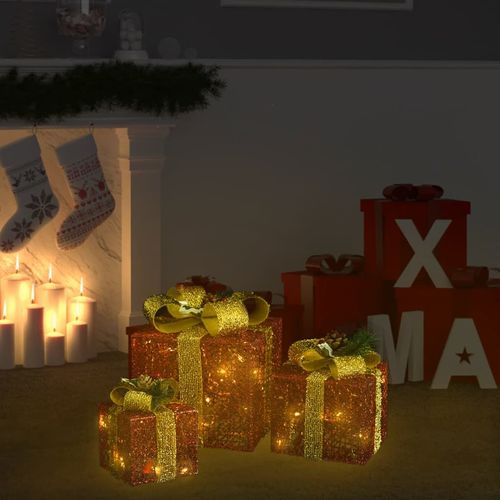 Ukrasne božićne kutije za poklone 3 kom crvene slika 10