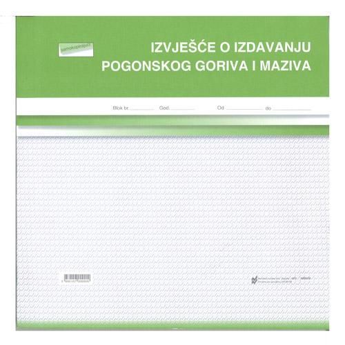 VI-15 IZVJEŠĆE O IZDAVANJU POGONSKOG GORIVA I MAZIVA; Blok 2 x 50 listova, 27 x 27 cm slika 2