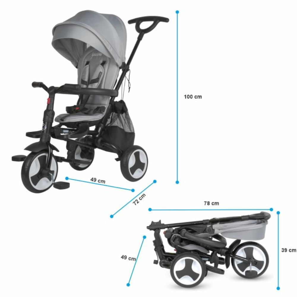 Coccolle Sklopivi rotirajući tricikl Spectra Plus Premium Line, Neutral Grey slika 18