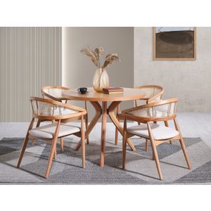 Vegas - Natural Natural Dining Table & Chairs Set (4 Pieces)