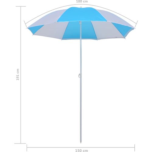 Šator od suncobrana za plažu plavo-bijeli 180 cm od tkanine slika 7