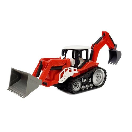 Set vozila Monster Truck s bagerom na prikolici, crno-crveni slika 4