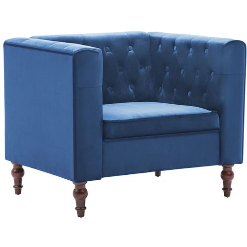 Fotelja od baršuna plava slika 24