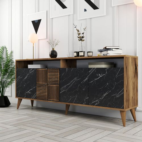 Woody Fashion Komoda, Milan - Walnut, Black Marble slika 2