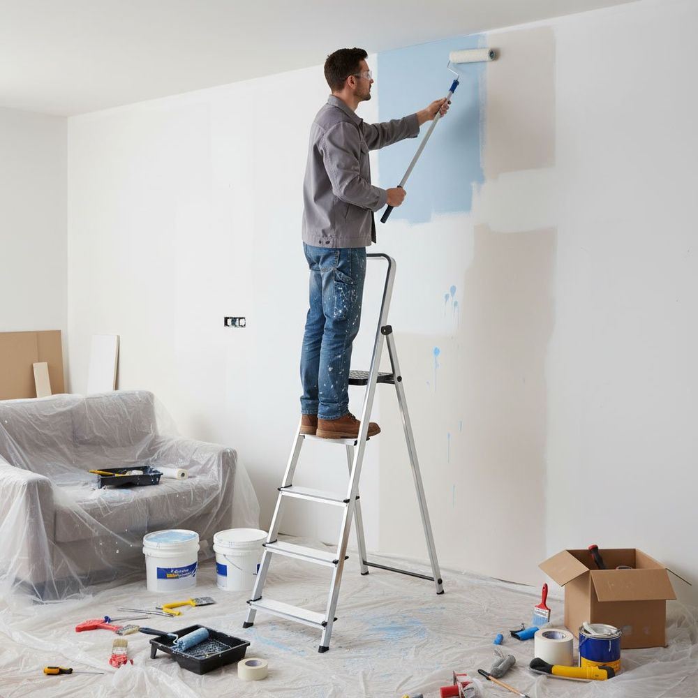 ModernHome aluminijske jednostrane ljestve s 5 stepenica – sklopive, s platformom, nosivost 150 kg slika 2