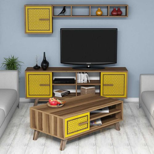 Ayla - Walnut, Yellow Walnut
Yellow Living Room Furniture Set slika 2