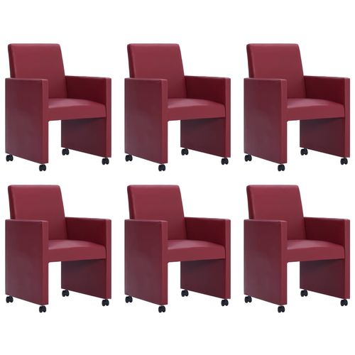 Blagovaonske stolice od umjetne kože 6 kom crvena boja vina slika 26