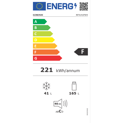 Gorenje RF4141PW4 Kombinovani frižider, Samootapajući, Širina 55 cm, Visina 143.4 cm, Bela slika 4