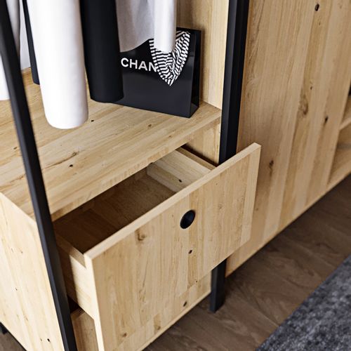 Hanah Home Okan Ã–zel TasarÄ±m GardÄ±rop L600 OakBlack Wardrobe slika 2