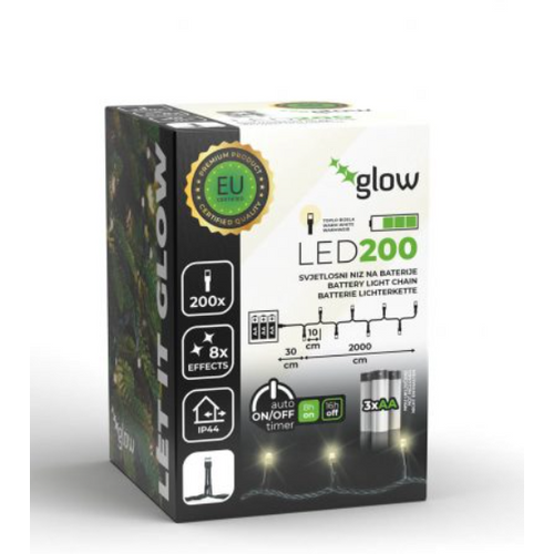 Home deco 200 LED žaruljica na baterije/ toplo bijela slika 1