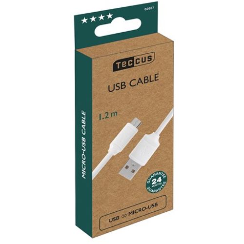 Kabel TECCUS by VIVANCO 62677, micro USB, 1.2m, bijeli slika 1