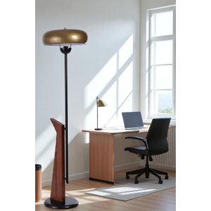 Opviq Podna lampa 692, zlatna, crna, orah