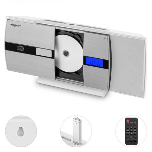 OneConcept V-15, bijeli, stereo sustav, CD, USB, MP3, FM, AUX, sat slika 3