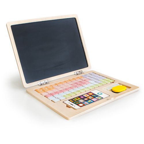 EcoToys dječji edukacijski drveni laptop 2u1 s dodacima slika 2