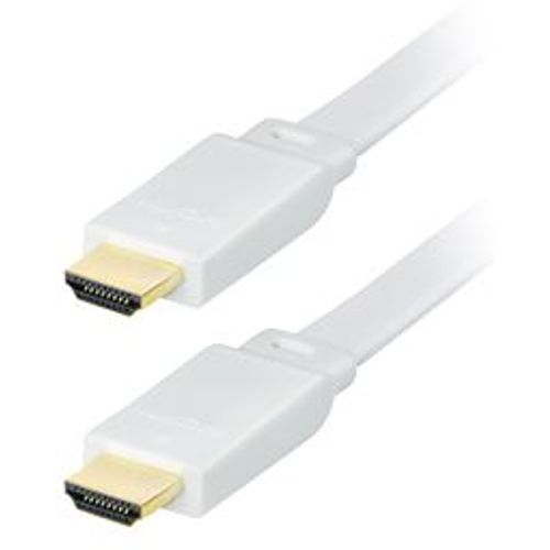 Transmedia High Speed HDMI-cable with Ethernet, Flat cable, 2m White slika 1