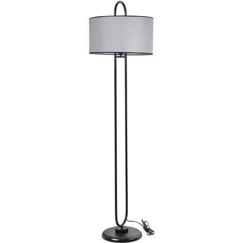 Elips Lambader Siyah Ayak Açık Hasır Gri Abajurlu Grey Floor Lamp slika 2