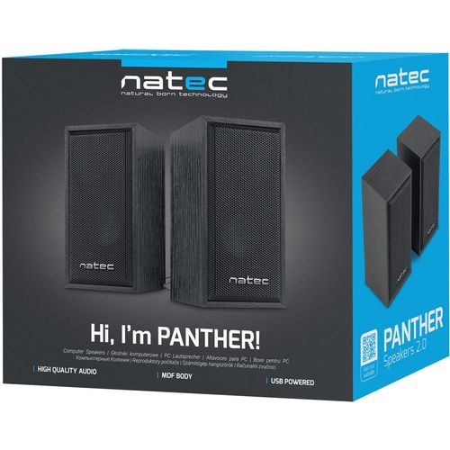 Natec NGL-1229 PANTHER, Stereo Speakers 2.0, 6W RMS, USB power, 3.5mm Connector, Wooden Case, Black slika 5
