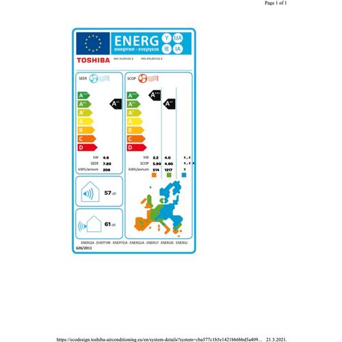 Toshiba klima uređaj 4,6 kW SHORAI EDGE RAS-B16J2KVSG-E i RAS-16J2AVSG-E, set slika 3