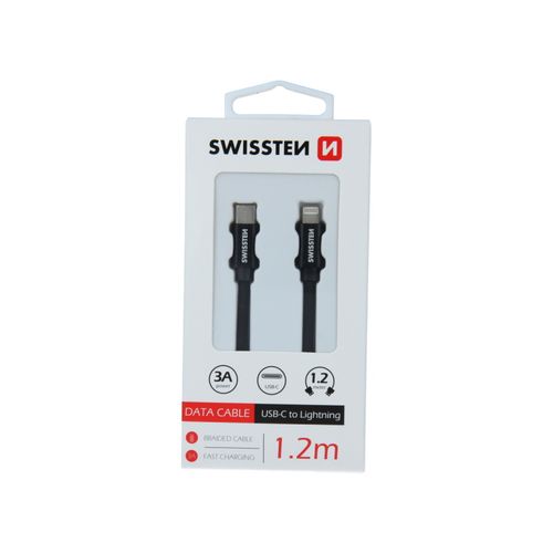 SWISSTEN kabel USB-C/Lightning, platneni, 1.2m, crni slika 2