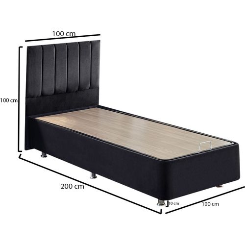 Ela Single - Black (100 x 200) Black Single Bed Base & Headboard slika 6