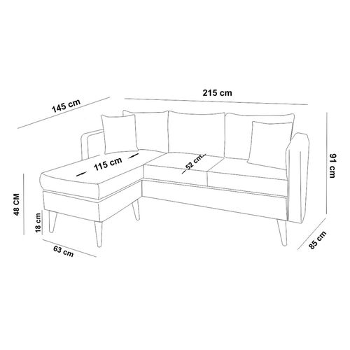 Atelier Del Sofa Kutna garnitura, Sofia Corner Left - Grey slika 3