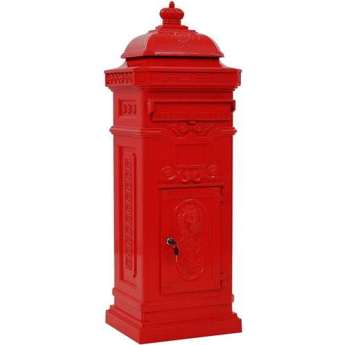 Poštanski sandučić sa stupom u vintage stilu nehrđajući crveni slika 2