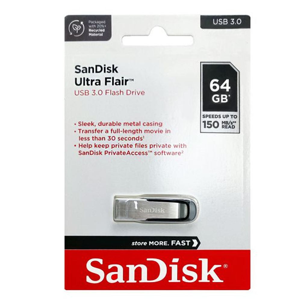 SANDISK USB 3.0 FLASH DRIVE ULTRA FLAIR 64GB slika 1