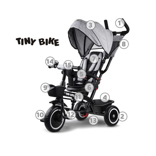 Tricikl Tiny bike 3 u 1 - Grey slika 3