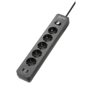 APC Essential SurgeArrest 5 Outlet 2 USB Ports Black 230V Germany