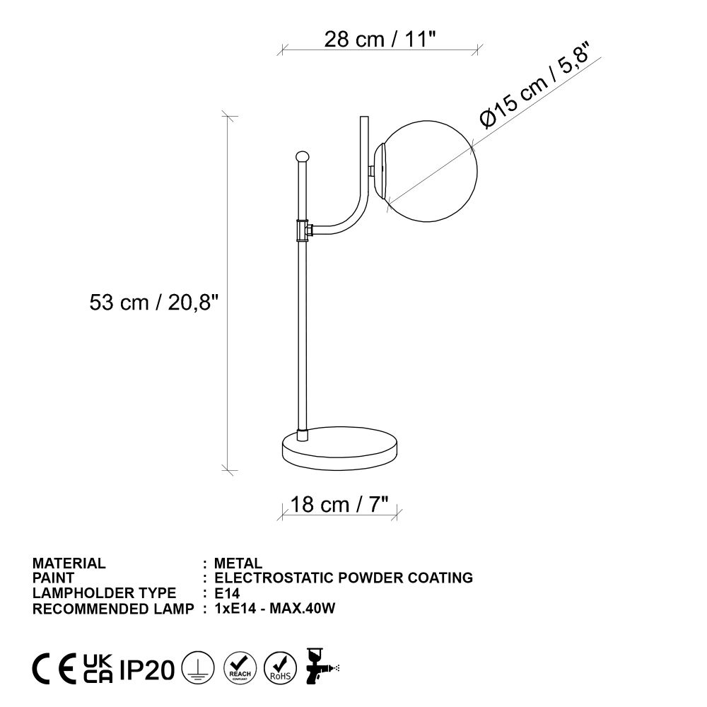 Stolna Lampa Antler 13770 - Crna slika 8