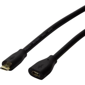 LogiLink USB kabel USB 2.0 USB-Micro-B utikač, USB-Micro-B utičnica 1.50 m crna  CU0122