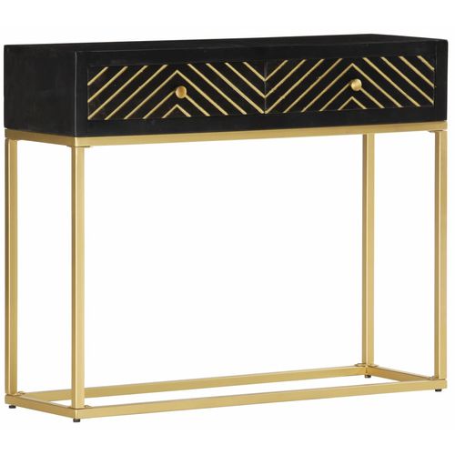 Konzolni stol crno-zlatni 90 x 30 x 75 cm masivno drvo manga slika 15