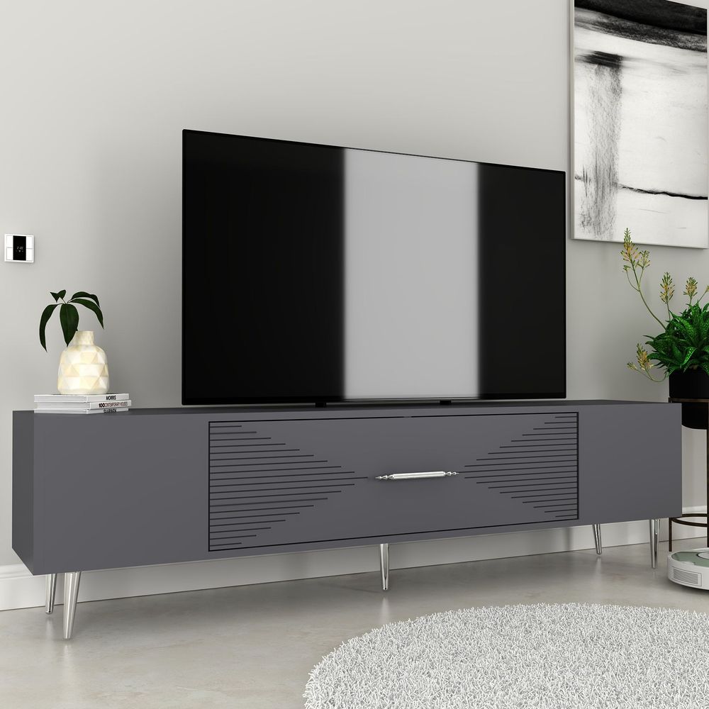 TV Stalak Dekol1 u Antracitnoj i Srebrnoj Boji slika 2