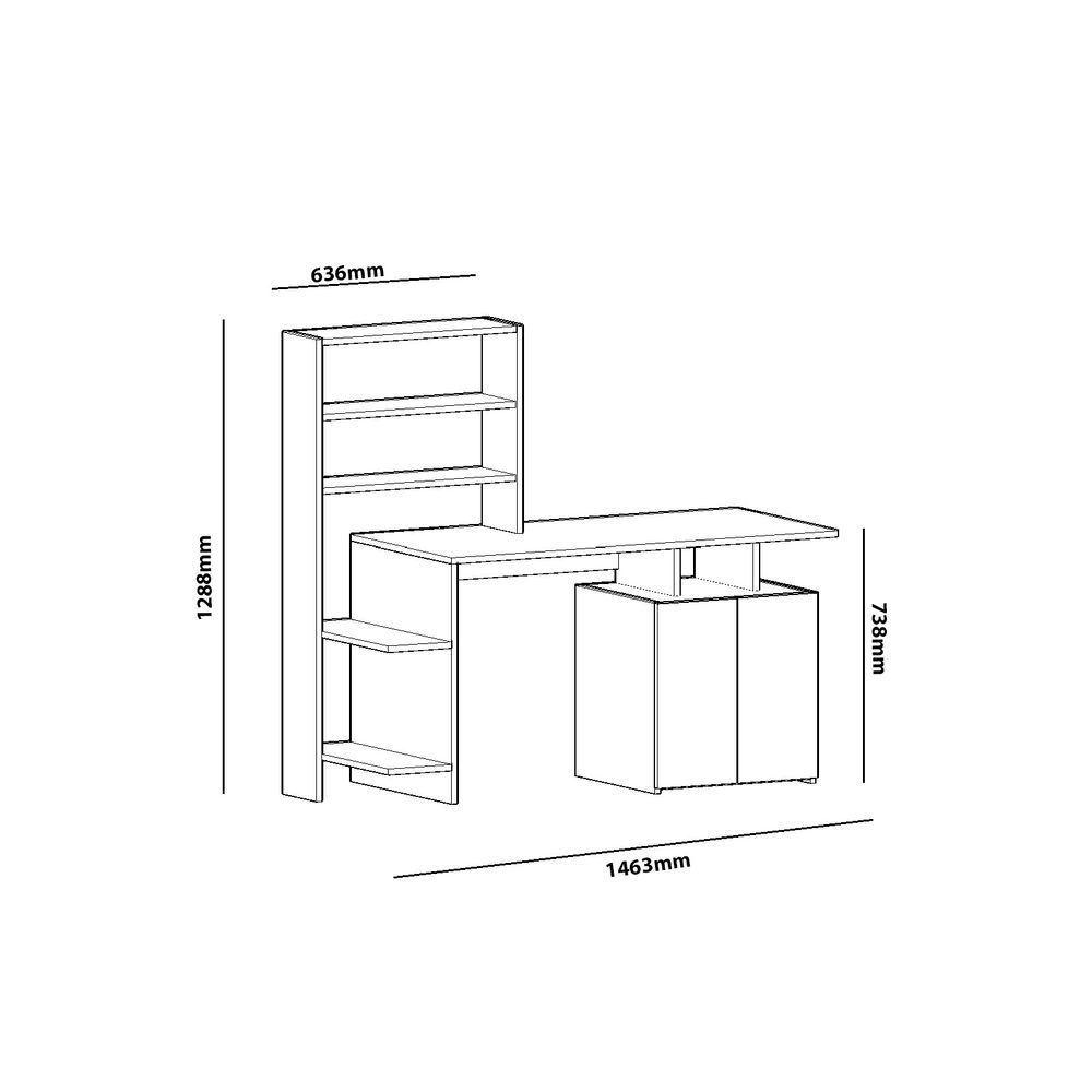 Melis Walnut White Study Desk - radni sto i polica slika 5
