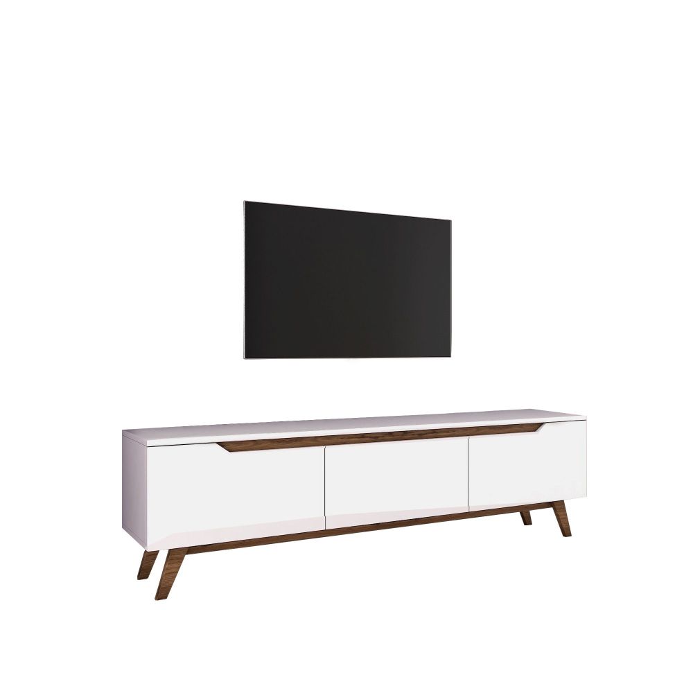 TV stalak D1 - 794 bijeli s orahovim detaljima slika 5