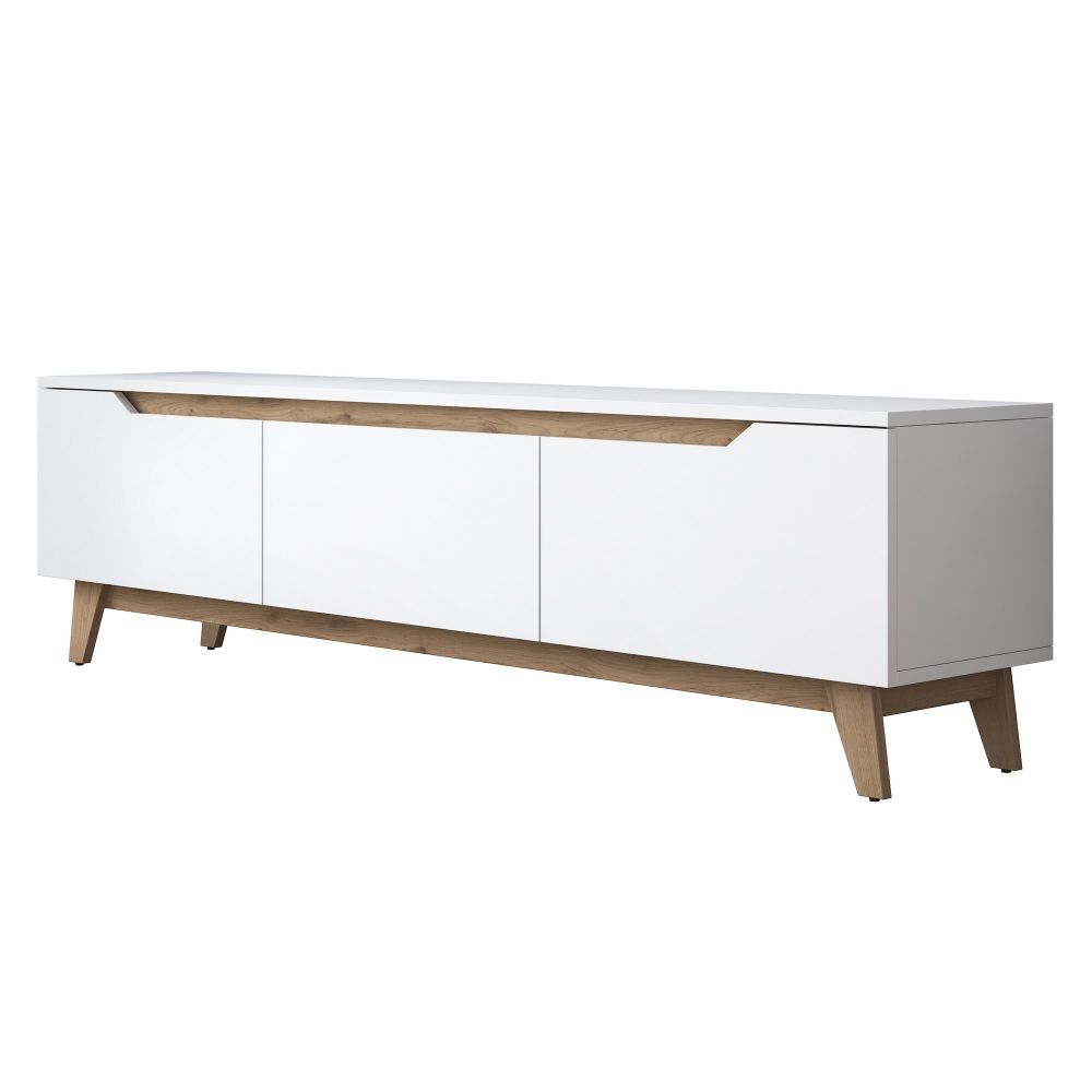TV Stalak D1 - 2472 u bijeloj boji sa detaljima oraha slika 8
