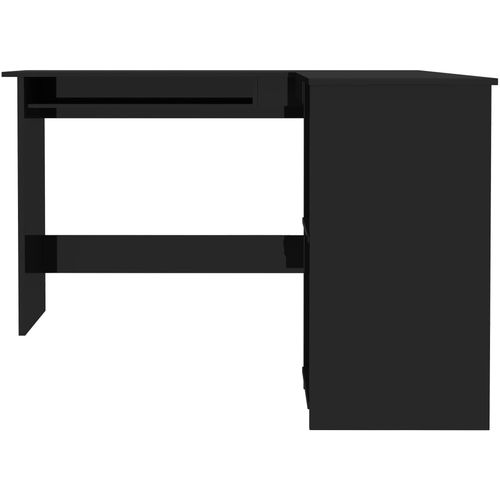 Kutni radni stol visoki sjaj crni 120 x 140 x 75 cm od iverice slika 4