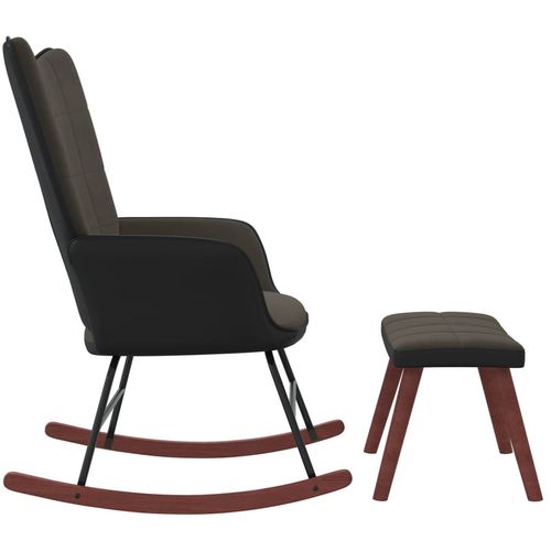 Stolica za ljuljanje s osloncem za noge tamnosiva baršun/PVC slika 19