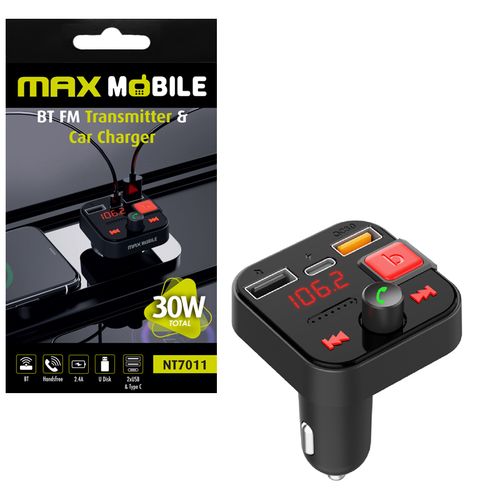 MAXMOBILE FM transmitter i Auto punjač NT7011,total 30W Type C/USB slika 1